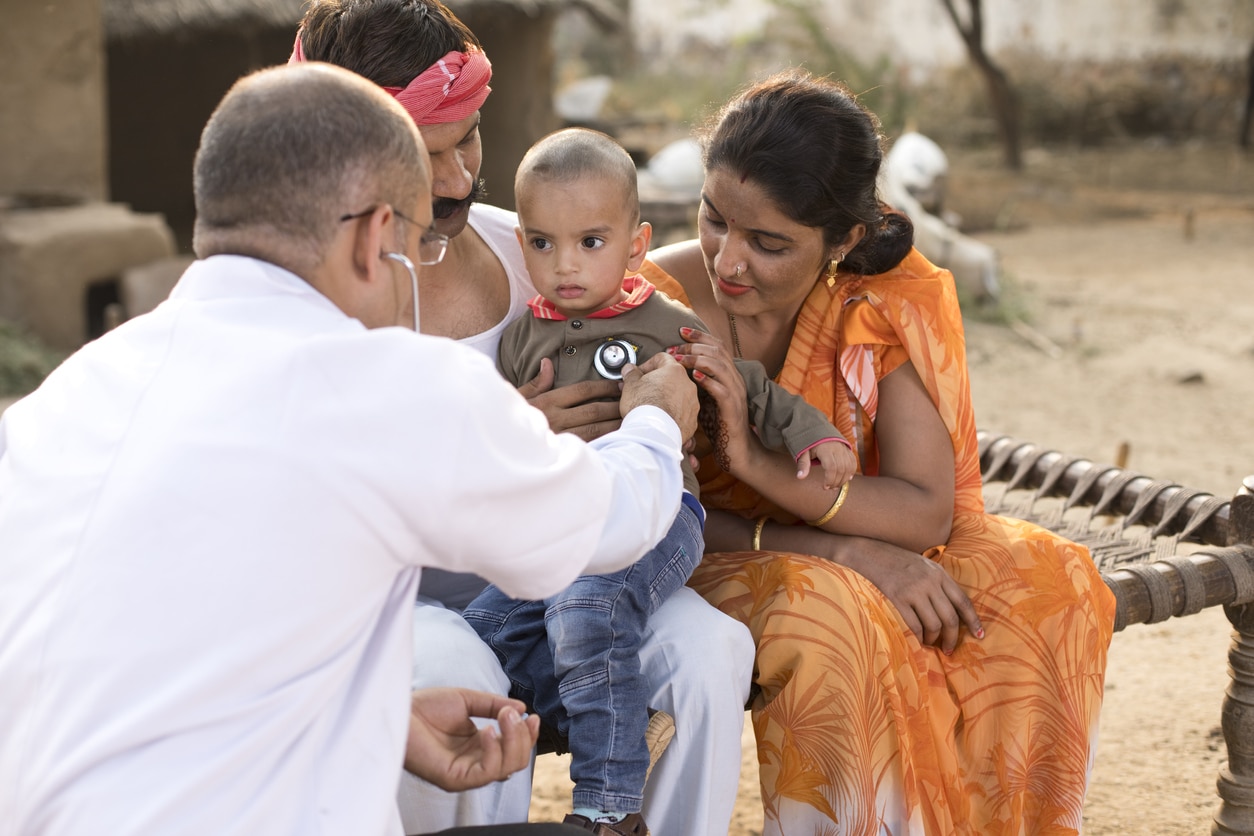 Indian family receiving healthcare