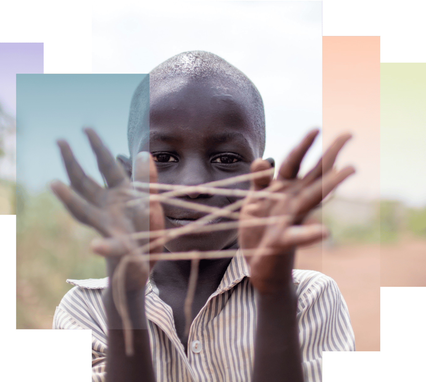 african boy playing with string
